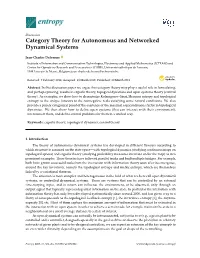 Category Theory for Autonomous and Networked Dynamical Systems