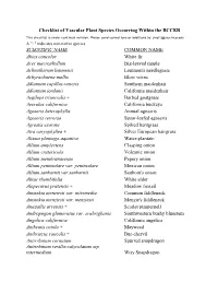 Checklist of Vascular Plant Species Occurring Within the BCCER
