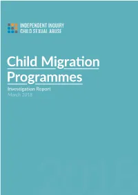 Child Migration Programmes – Investigation Report March 2018