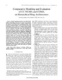 Comparative Modeling and Evaluation of CC-NUMA and COMA on Hierarchical Ring Rchitectures