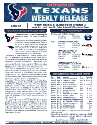 GAME 12 Sunday, Dec