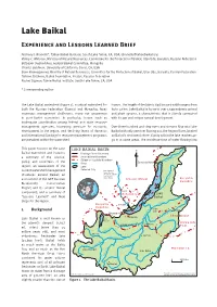 Lake Baikal Experience and Lessons Learned Brief