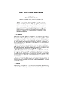 Model Transformation Design Patterns