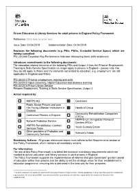 Prison Education & Library Services for Adult Prisons in England Policy Framework Reference: Click Here to Enter Text. Issue