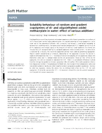 Solubility Behaviour of Random and Gradient Copolymers of Di