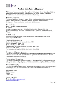 Spitalfields & the East End, a Select Bibliography