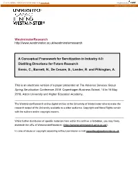 Westminsterresearch a Conceptual Framework for Servitization
