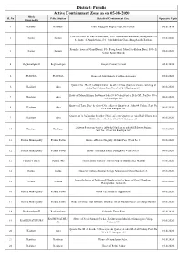 Active Containment Zone As on 05-08-2020 District: Purulia
