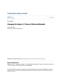 Changing the Subject: a Theory of Rhetoricalempathy