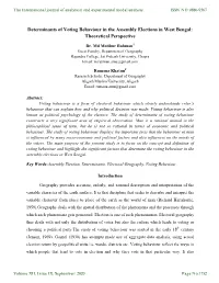 Determinants of Voting Behaviour in the Assembly Elections in West Bengal: Theoretical Perspective