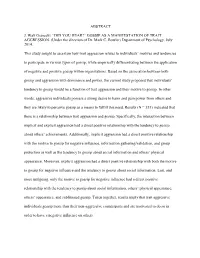 GOSSIP AS a MANIFESTATION of TRAIT AGGRESSION. (Under the Direction of Dr