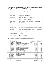 Inventory of Soil Resources of Nadia District, West Bengal Using Remote Sensing and GIS Techniques