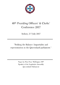 Paper Presented by the Hon. Peter Wellington MP