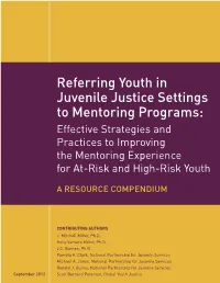 Referring Youth in Juvenile Justice Settings to Mentoring Programs