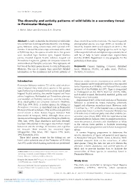 The Diversity and Activity Patterns of Wild Felids in a Secondary Forest in Peninsular Malaysia