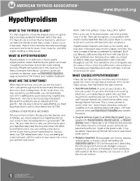 Underactive Thyroid Gland