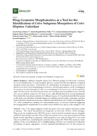 Wing Geometric Morphometrics As a Tool for the Identification of Culex