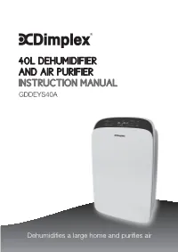 40L Dehumidifier and Air Purifier Instruction Manual Gddeys40a