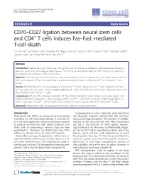 CD70 CD27 Ligation Between Neural Stem Cells and CD4+ T Cells
