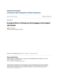 Ecological Effects of Ditching and Ditch-Plugging in New England Salt Marshes