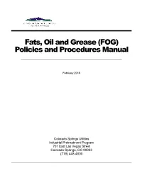 Fats, Oil and Grease (FOG) Policies and Procedures Manual