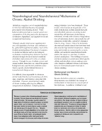 Neurobiological and Neurobehavioral Mechanisms of Chronic Alcohol Drinking