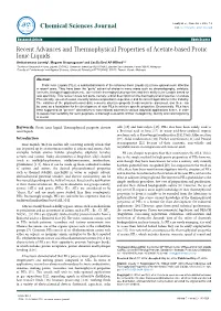 Recent Advances and Thermophysical Properties Of