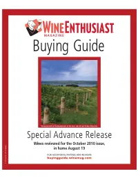 Special Advance Release Wines Reviewed for the October 2010 Issue