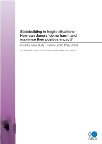 Statebuilding in Fragile Situations – How Can Donors 'Do No Harm'