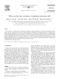 What Are the Best Correlates of Predicted Extinction Risk?