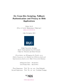 On Cross-Site Scripting, Fallback Authentication and Privacy Im Web Applications