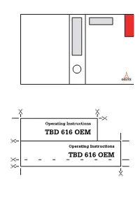 Operating Instructions TBD 616 OEM