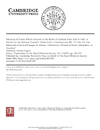 Rehearsal of Events Which Occurred in the North of Scotland from 1635 to 1645, in Relation to the National Covenant
