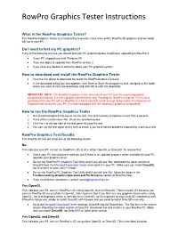 Rowpro Graphics Tester Instructions