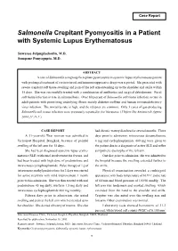 Salmonella Crepitant Pyomyositis in a Patient with Systemic Lupus Erythematosus