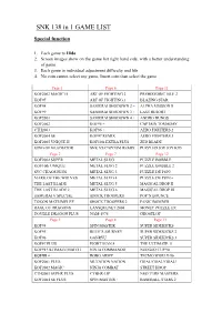 SNK 138 in 1 GAME LIST