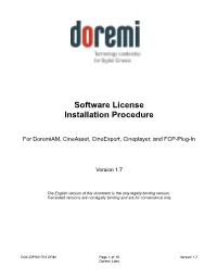 Software License Installation Procedure