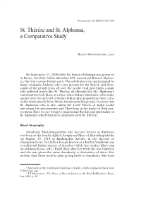 St. Thérèse and St. Alphonsa, a Comparative Study