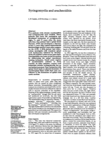 Syringomyelia and Arachnoiditis