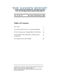 Table of Contents