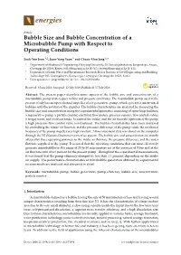 Bubble Size and Bubble Concentration of a Microbubble Pump with Respect to Operating Conditions