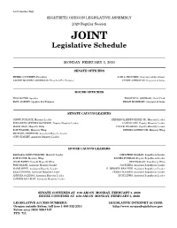 Legislative Schedule