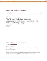 Litigation, Argumentative Strategies, and Coalitions in the Same-Sex Marriage Struggle Mary Ziegler 0@0.Com