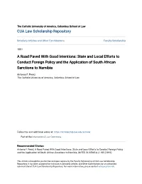 State and Local Efforts to Conduct Foreign Policy and the Application of South African Sanctions to Namibia
