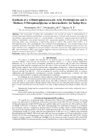 Synthesis of 2, 4-Dinitrophenoxyacetic Acid, Pyridylglycine and 2- Methoxy-5-Nitrophenylglycine As Intermediates for Indigo Dyes