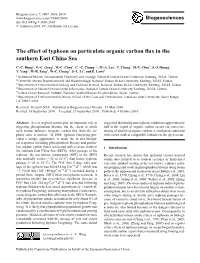 The Effect of Typhoon on Particulate Organic Carbon Flux in the Southern