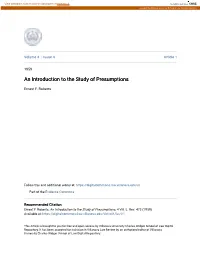 An Introduction to the Study of Presumptions