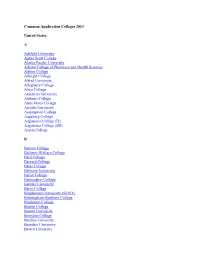 Common Application Colleges 2013 United States: a Adelphi University