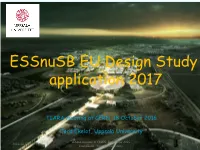 Essnusb 2017 EU Application at TIARA Meeting At