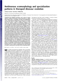 Herbivorous Ecomorphology and Specialization Patterns in Theropod Dinosaur Evolution
